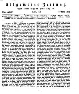 Allgemeine Zeitung Samstag 17. Mai 1828