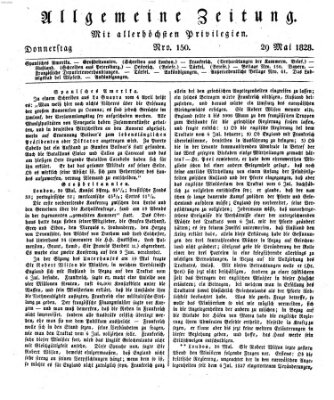 Allgemeine Zeitung Donnerstag 29. Mai 1828