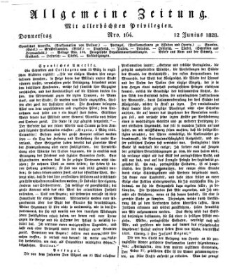 Allgemeine Zeitung Donnerstag 12. Juni 1828