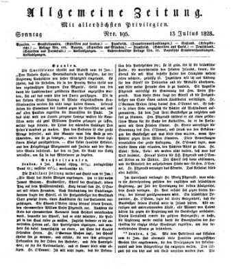 Allgemeine Zeitung Sonntag 13. Juli 1828