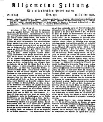 Allgemeine Zeitung Dienstag 15. Juli 1828