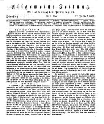 Allgemeine Zeitung Dienstag 22. Juli 1828