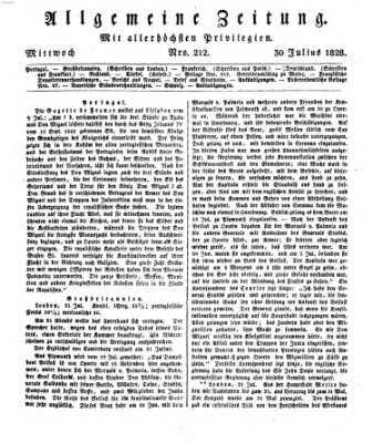 Allgemeine Zeitung Mittwoch 30. Juli 1828