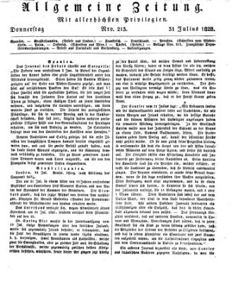 Allgemeine Zeitung Donnerstag 31. Juli 1828