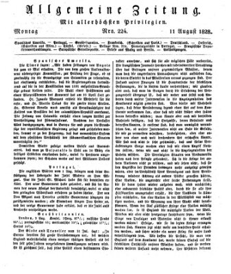 Allgemeine Zeitung Montag 11. August 1828