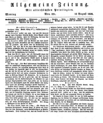 Allgemeine Zeitung Montag 18. August 1828