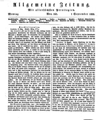 Allgemeine Zeitung Montag 1. September 1828