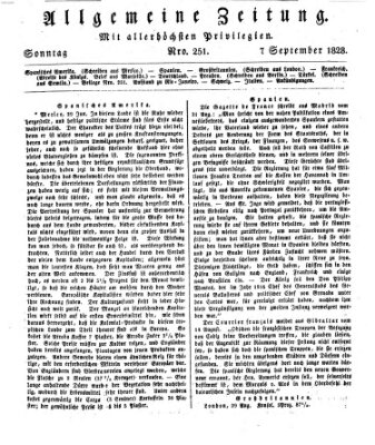 Allgemeine Zeitung Sonntag 7. September 1828