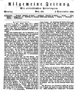 Allgemeine Zeitung Montag 8. September 1828