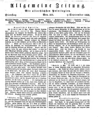 Allgemeine Zeitung Dienstag 9. September 1828