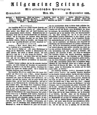 Allgemeine Zeitung Samstag 20. September 1828