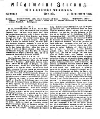 Allgemeine Zeitung Sonntag 21. September 1828