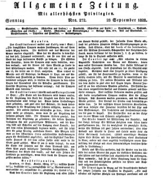 Allgemeine Zeitung Sonntag 28. September 1828