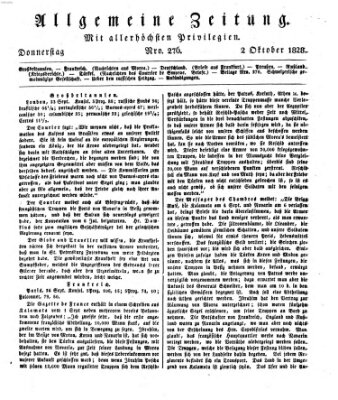 Allgemeine Zeitung Donnerstag 2. Oktober 1828