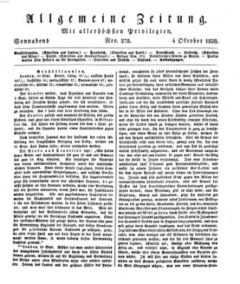 Allgemeine Zeitung Samstag 4. Oktober 1828