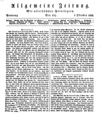 Allgemeine Zeitung Sonntag 5. Oktober 1828