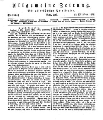 Allgemeine Zeitung Sonntag 12. Oktober 1828