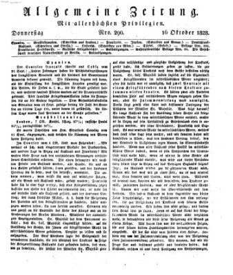 Allgemeine Zeitung Donnerstag 16. Oktober 1828