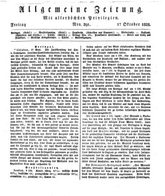 Allgemeine Zeitung Freitag 17. Oktober 1828