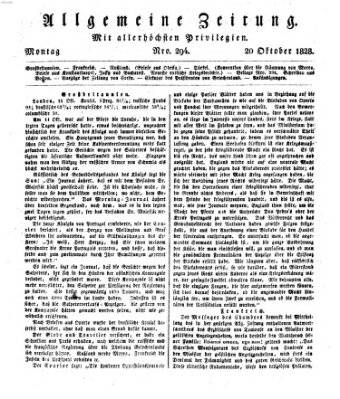 Allgemeine Zeitung Montag 20. Oktober 1828