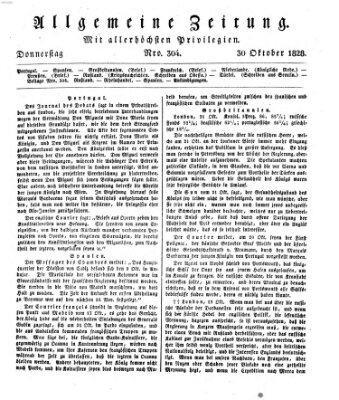 Allgemeine Zeitung Donnerstag 30. Oktober 1828