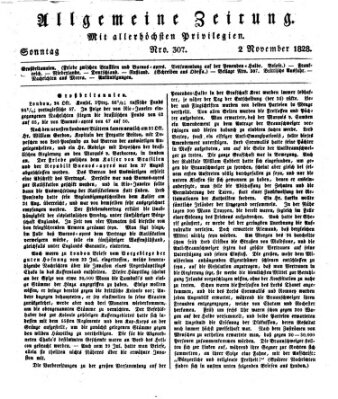 Allgemeine Zeitung Sonntag 2. November 1828