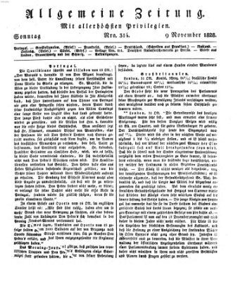 Allgemeine Zeitung Sonntag 9. November 1828