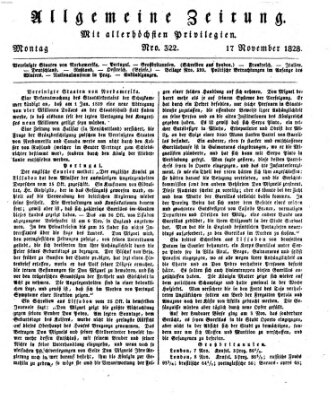 Allgemeine Zeitung Montag 17. November 1828