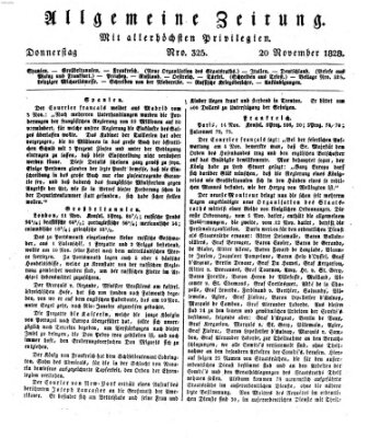 Allgemeine Zeitung Donnerstag 20. November 1828