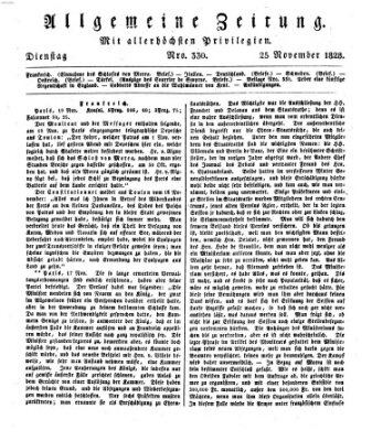 Allgemeine Zeitung Dienstag 25. November 1828