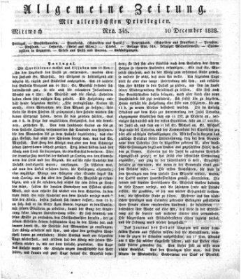 Allgemeine Zeitung Mittwoch 10. Dezember 1828