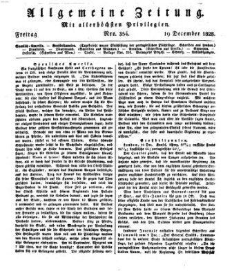 Allgemeine Zeitung Freitag 19. Dezember 1828