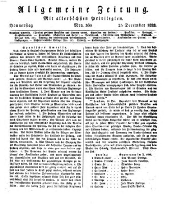 Allgemeine Zeitung Donnerstag 25. Dezember 1828