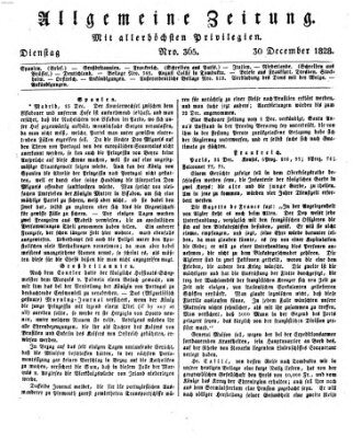 Allgemeine Zeitung Dienstag 30. Dezember 1828