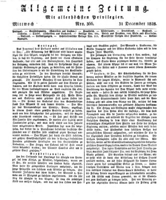 Allgemeine Zeitung Mittwoch 31. Dezember 1828