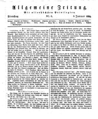 Allgemeine Zeitung Dienstag 6. Januar 1829