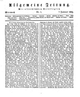 Allgemeine Zeitung Mittwoch 7. Januar 1829