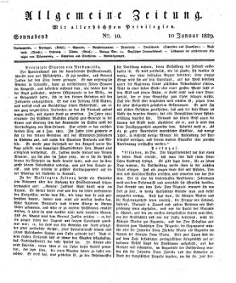 Allgemeine Zeitung Samstag 10. Januar 1829