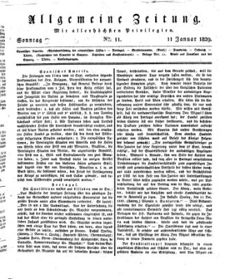 Allgemeine Zeitung Sonntag 11. Januar 1829