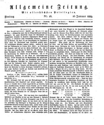 Allgemeine Zeitung Freitag 16. Januar 1829