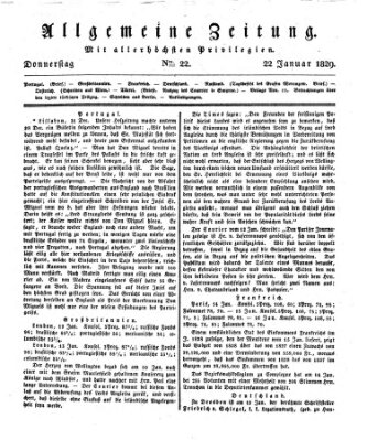 Allgemeine Zeitung Donnerstag 22. Januar 1829