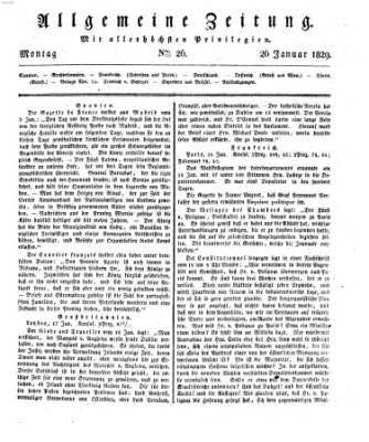 Allgemeine Zeitung Montag 26. Januar 1829