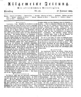 Allgemeine Zeitung Dienstag 27. Januar 1829