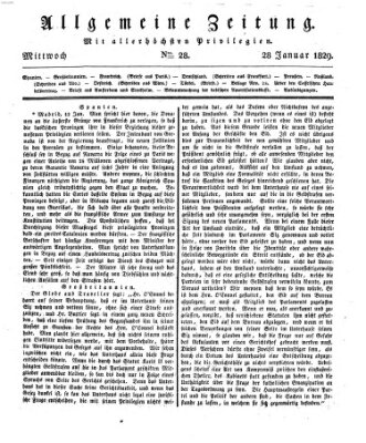 Allgemeine Zeitung Mittwoch 28. Januar 1829