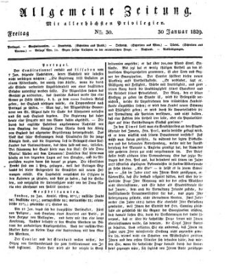 Allgemeine Zeitung Freitag 30. Januar 1829