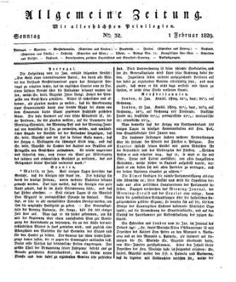 Allgemeine Zeitung Sonntag 1. Februar 1829