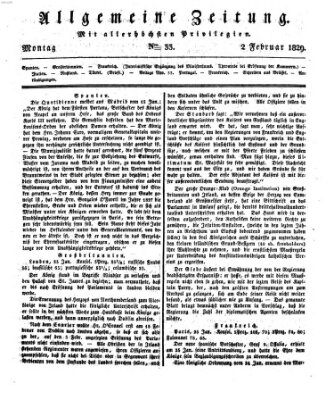 Allgemeine Zeitung Montag 2. Februar 1829