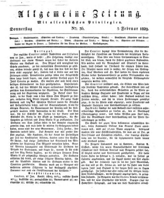 Allgemeine Zeitung Donnerstag 5. Februar 1829