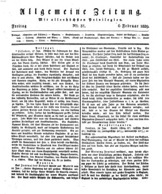 Allgemeine Zeitung Freitag 6. Februar 1829