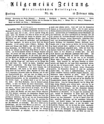 Allgemeine Zeitung Freitag 13. Februar 1829